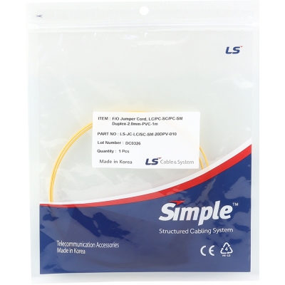 LS전선 LC-SC 싱글모드 광점퍼코드 1m LS-JC-LC/SC-SM-20DPV-010