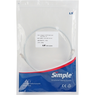 LS전선 CAT.7 S/FTP 랜 케이블 1m, 그레이 LS-PC-SSP7-GY-010